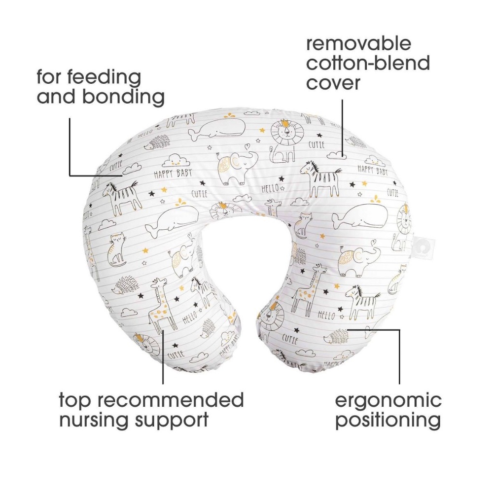 Boppy Original Feeding and Infant Support Pillow - Notebook Black & Gold